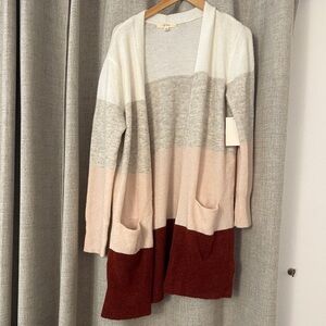 Colorblock Open Front Cardigan